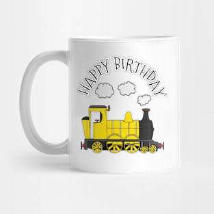 Steam Train Happy Birthday Rail Enthusiast (Yellow) Mug